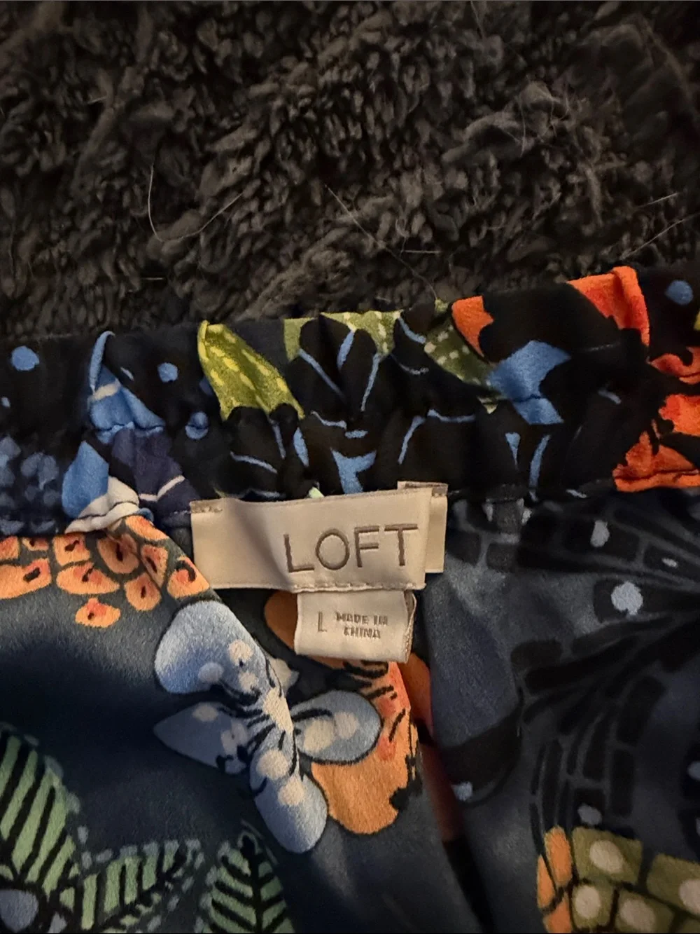 Loft Tropical Floral Print Skirt — Navy with Multi-Color Blooms - Picture 2 of 4